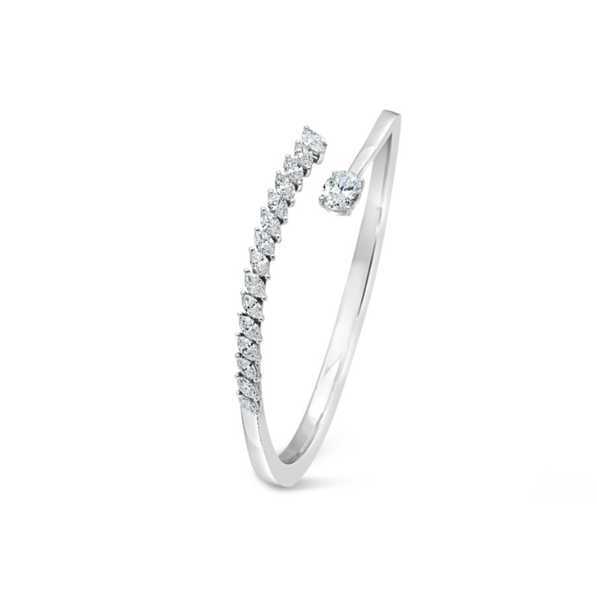 White Gold Marquise and Oval Diamond Bangle